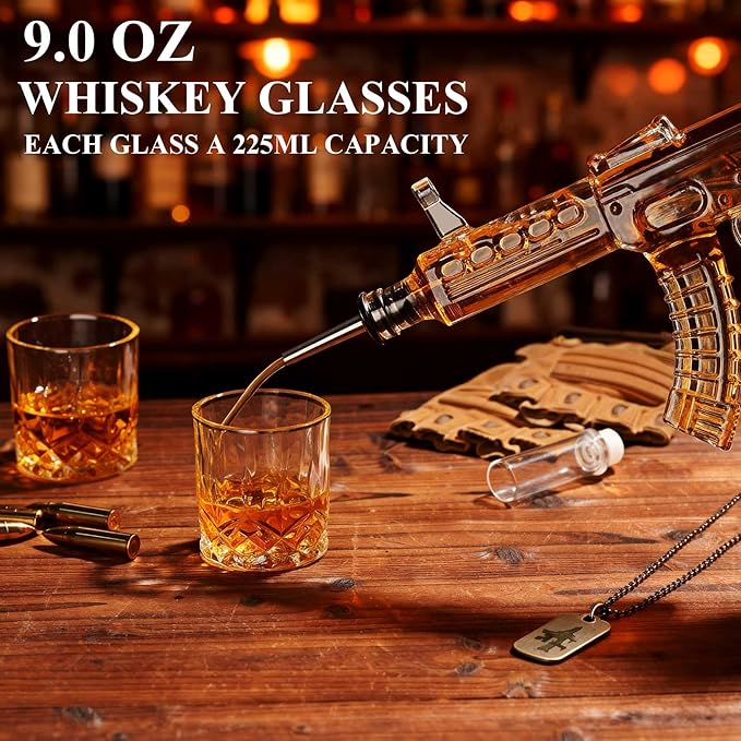 PONPUR Gifts for Men Dad Chirstmas, Whiskey Decanter Set with 2 Glasses, Unique Birthday Aniversary Retirement Gifts for Husband Him Grandpa, Cool Bourbon Scotch Gift for Man Cave Bar Decor