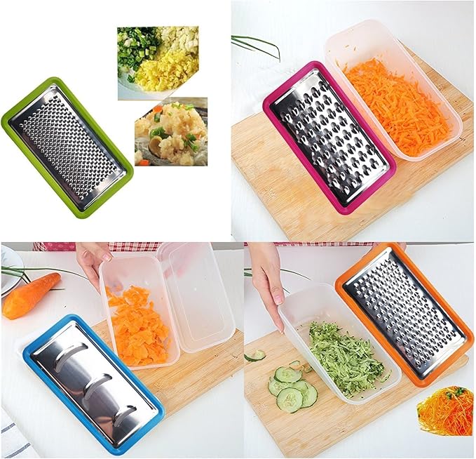 Tenta Kitchen Good Grips Complete Grater & Slicer Set 4 in 1 Onion Chopper, Vegetable Slicer, Fruit and Cheese Cutter Container With Storage Lid (Green)