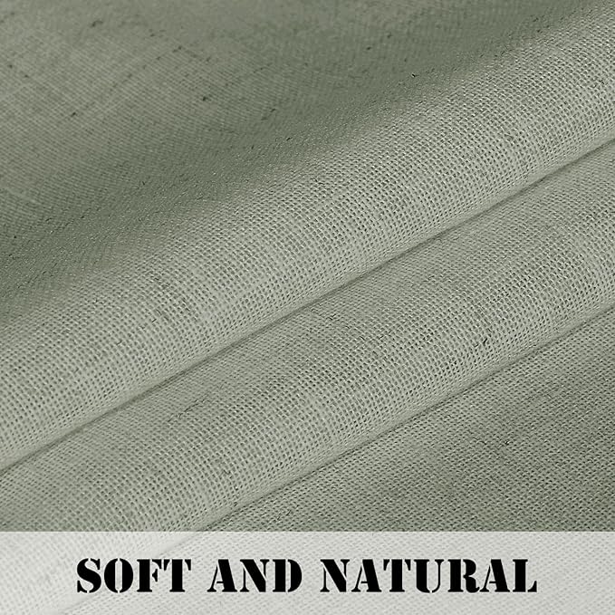H.VERSAILTEX Linen Curtains Elegant Natural Linen Semi Sheer Curtains Energy Light Filtering Rod Pocket Window Treatments Panels for Living Room (Set of 2, Sea Grass, 52 inch W X 84 inch L)