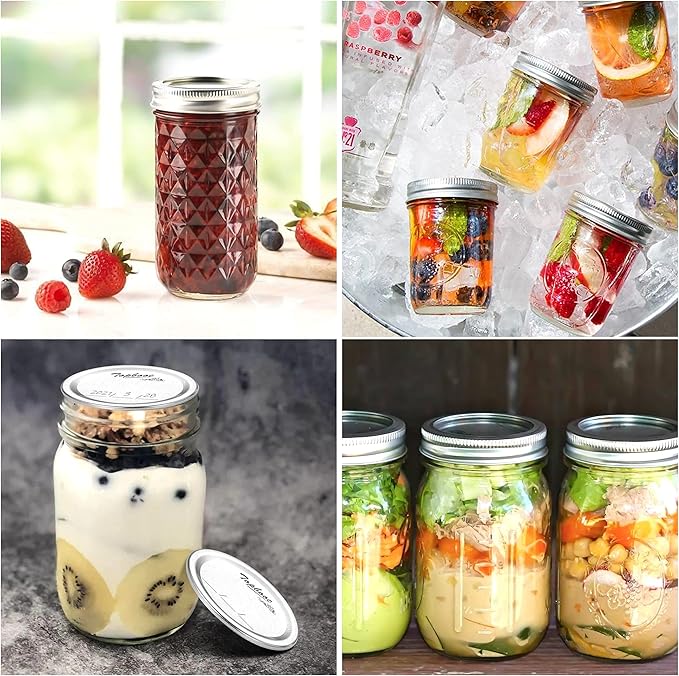 Canning Lids for Ball, Kerr Jars - Split-Type Metal Mason Jar Lids for Canning - Food Grade Material, 100% Fit & Airtight for Regular Mouth Jars (Wide Mouth (100 Pcs))