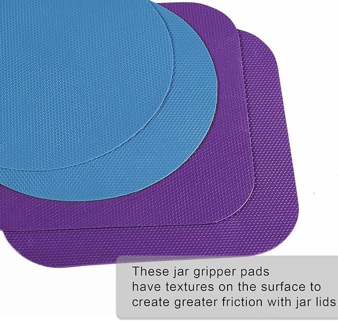 4pcs Jar Opener Gripper Pads, Rubber Jar Grippers Multi-function Jar Opener for Seniors with Weak Hands Kitchen Coasters (Blue, Purple)