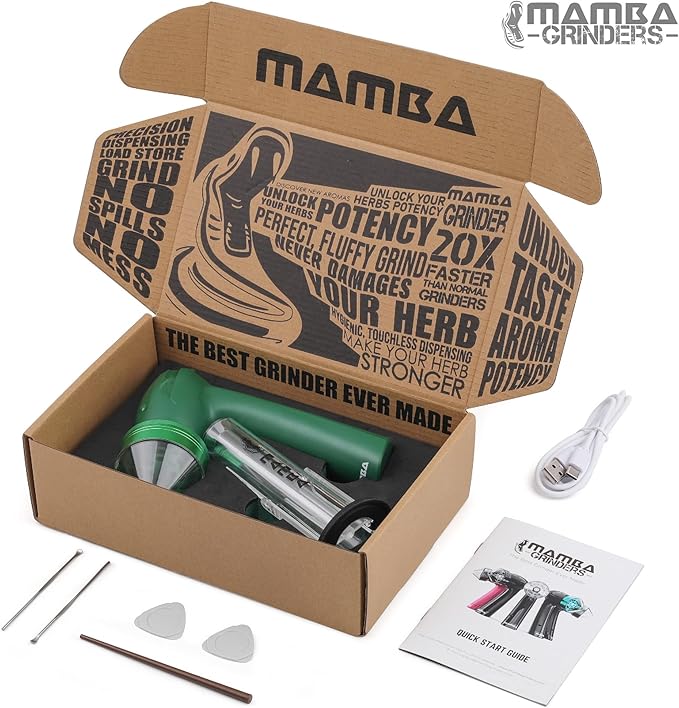 Mamba Electric Herb Grinder, 2g Spice Grinders with Loading Tool, USB Rechargeable & Portable Metal Mill for Herbs and Kitchen,Mamba Loader XL