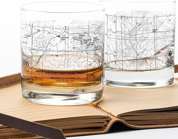 Whiskey Glasses - Great Smoky Mountains National Park Drinking Glass Set - Two 11oz. Rocks Glasses