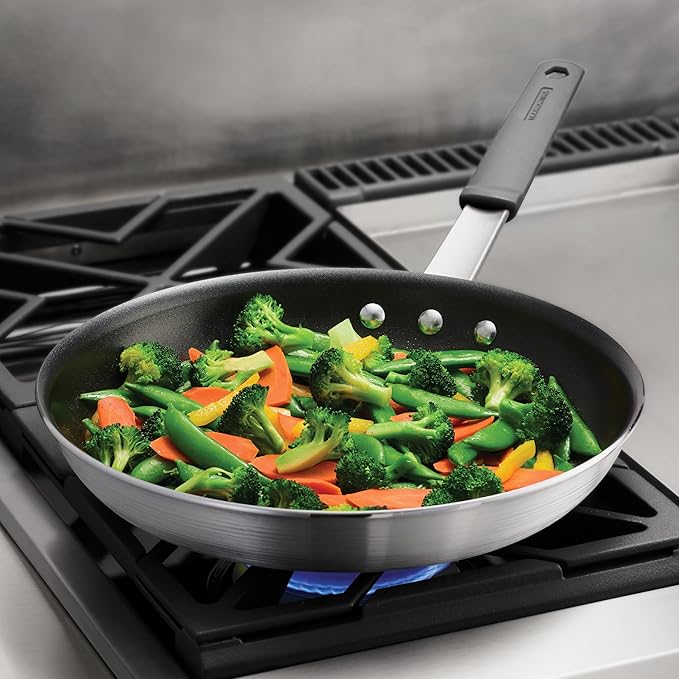 Tramontina Professional 12-Inch Non Stick Large Frying Pan, Heavy-Gauge Aluminum Skillet with Reinforced Nonstick Coating, Gray Handle, Dishwasher and Oven Safe