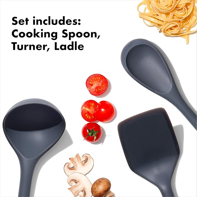 OXO Good Grips 3-Piece Silicone Utensil Set, Gray, One size