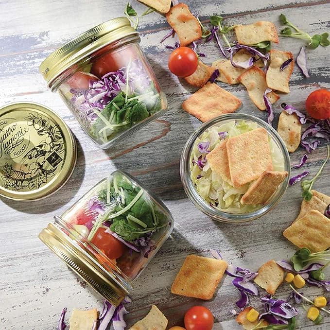 Bormioli Rocco Quattro Stagioni set of 4 Clear Airtight Mason Jars, 6.75 Oz. Made from BPA Free Durable Glass, Made In Italy.