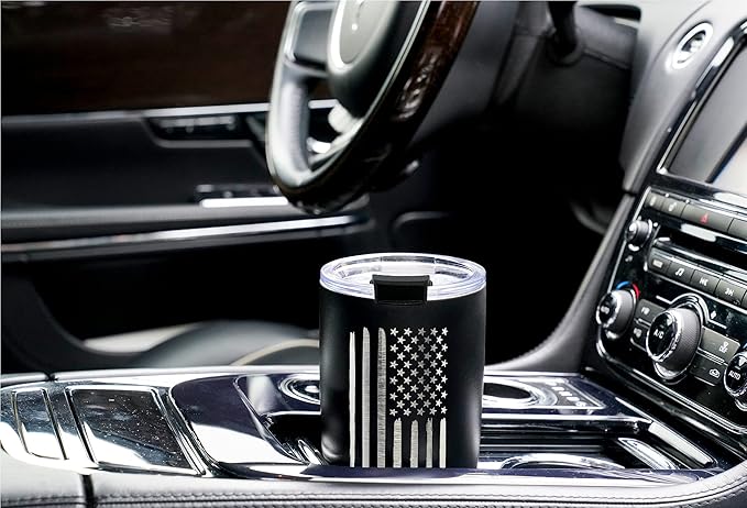Military Gift Shop 20oz American Flag Tumbler, Insulated Steel USA Coffee Mug with Lid | Disabled Vet Owned Business | Flag 20 oz