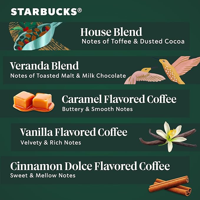 Starbucks K-Cup Coffee Pods, Starbucks Blonde, Medium, Dark Roast and Flavored Hot or Iced Coffee, Variety Pack, 40 Keurig Pods