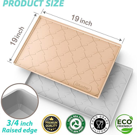 SIKADEER 19" x 19" Under Sink Mat Waterproof, Silicone Mat Kitchen Drawer Shelf and Cabinet Liner, Sink Protector for Kitchen Organizers and Storage, Boot Tray Pet Food Mats