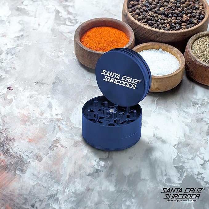 Santa Cruz Shredder Metal Spice Grinder Made in USA (Large (2.7 Inch), Blue)