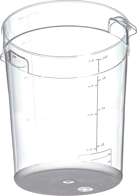 Carlisle FoodService Products Storplus Round Food Storage Container with Stackable Design for Catering, Buffets, Restaurants, Polycarbonate (Pc), 8 Quart, Clear