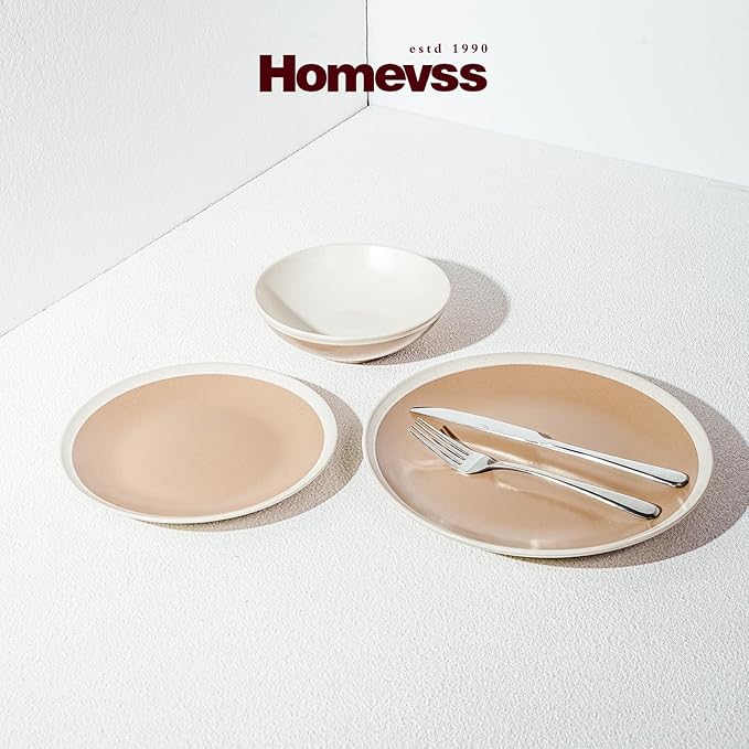 Rock Ridge Speckled Stoneware Dinnerware Set (18pc Set, Beige and Ivory)