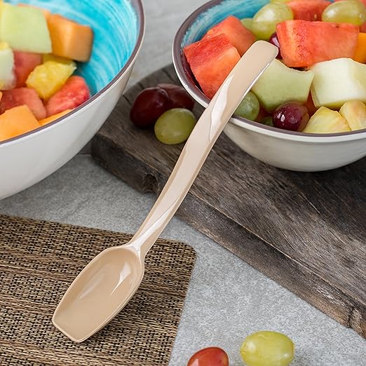 Carlisle FoodService Products Plastic Solid Spoon, 9 Inches, Beige, (Pack of 12)