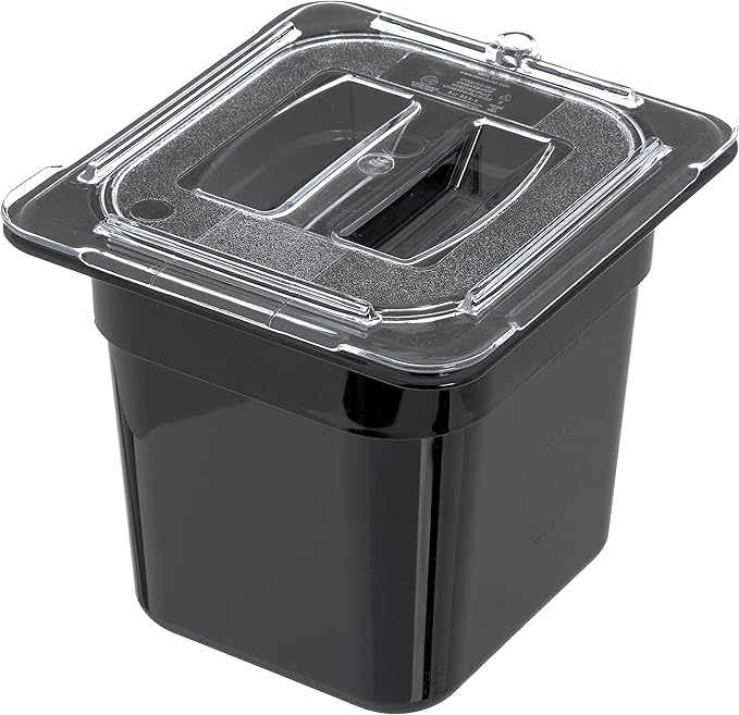 Carlisle FoodService Products Storplus 1/6-Size Plastic Food Pan, Food Storage Container, for Catering, Buffets, Restaurants, Polycarbonate, 1/6 Size, 6 Inches Deep, Black