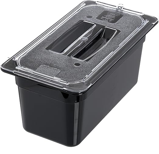 Carlisle FoodService Products Storplus Food Pan, Storage Container with Spoonable Corners for Catering, Buffets, Restaurants, Polycarbonate (Pc), 1/3 Size 6 Inches Deep, Black