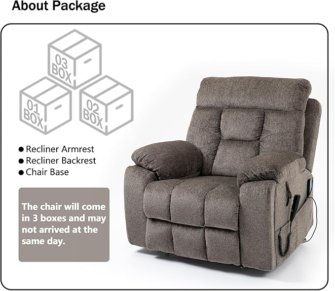 Dual Motor Power Lift Recliner Chair with Massage Heating for Adults Elderly, Electric Lift Chairs Lay Flat Recliners, Infinite Position, 2 Hidden Cup Holders