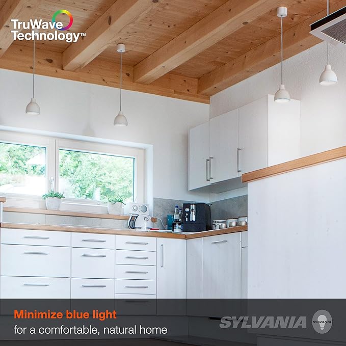 Sylvania LED TruWave Natural Series A19 Light Bulb, 100W Equivalent, Efficient 15W, 1600 Lumens, Medium Base, Dimmable, Clear, 5000K, Daylight - 2 Pack (42291)