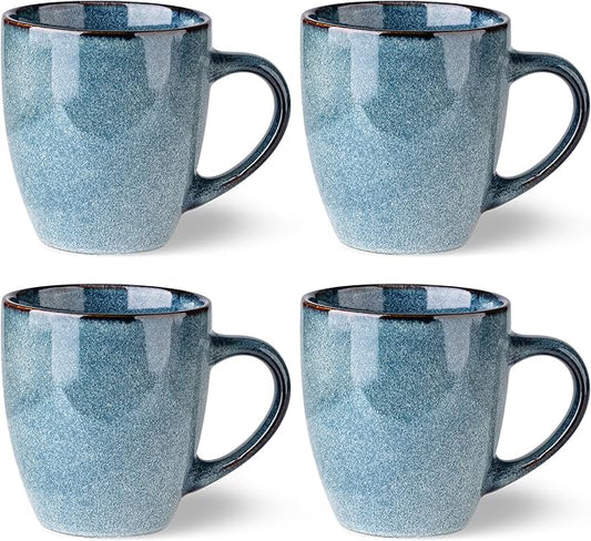 GBHOME Ceramic Coffee Mugs Set of 4, 12oz Stoneware Coffee Mugs Set For Dad Mom Women MEN, Light Weight Ceramic Coffee Cups for Latte/Tea/Beer/Hot Cocoa, Dishwasher & Microwave Safe