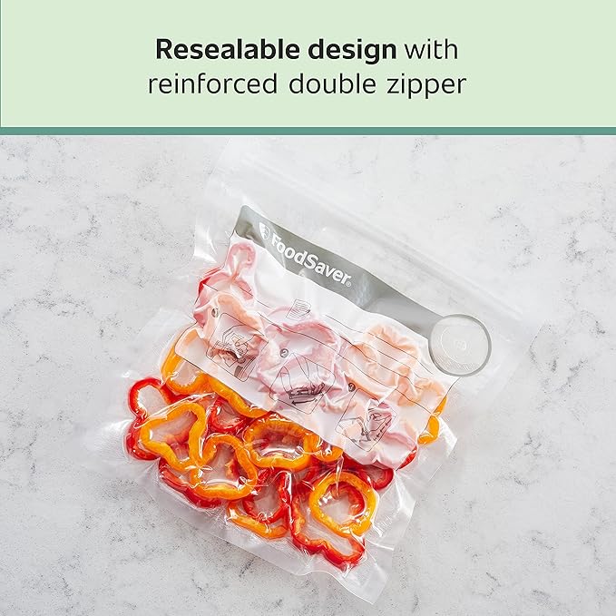 FoodSaver 1-Quart BPA-Free Multilayer Construction Vacuum Zipper Bags, 18 Count (Pack of 2)
