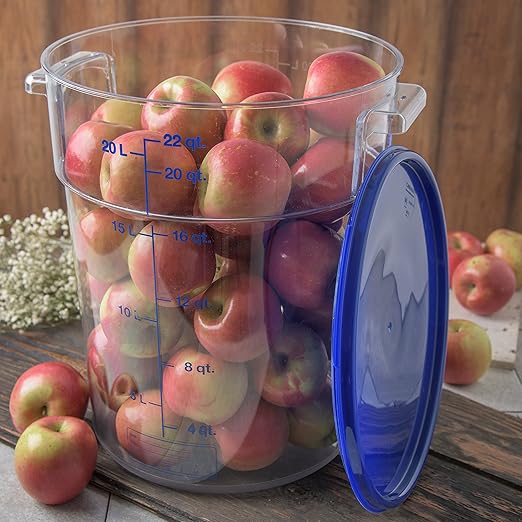 Carlisle FoodService Products Storplus Round Food Storage Container with Stackable Design for Catering, Buffets, Restaurants, Polycarbonate (Pc), 22 Quart, Clear