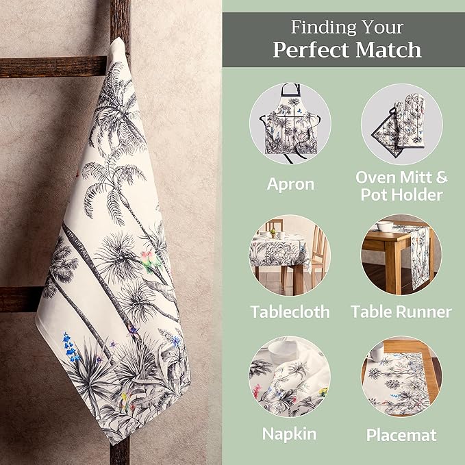 Maison d' Hermine Kitchen Towels Set of 3 100% Cotton 20" x 27.5" Reusable Cloth Tea Dish Towels Absorbent with Hanging Loop for Kitchen Dining Thanksgiving Christmas Decorations (Amazonia)