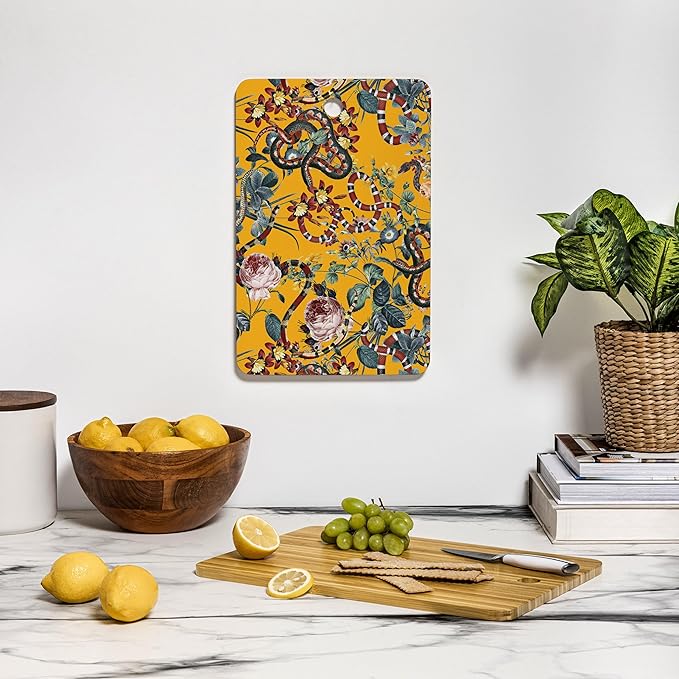 Society6 Bamboo Cutting Board- Kitchen Decor by Burcu Korkmazyurek - Unique Cutting Boards for Kitchen, 16" x 10.5" x 0.5", Dangers In The Forest III