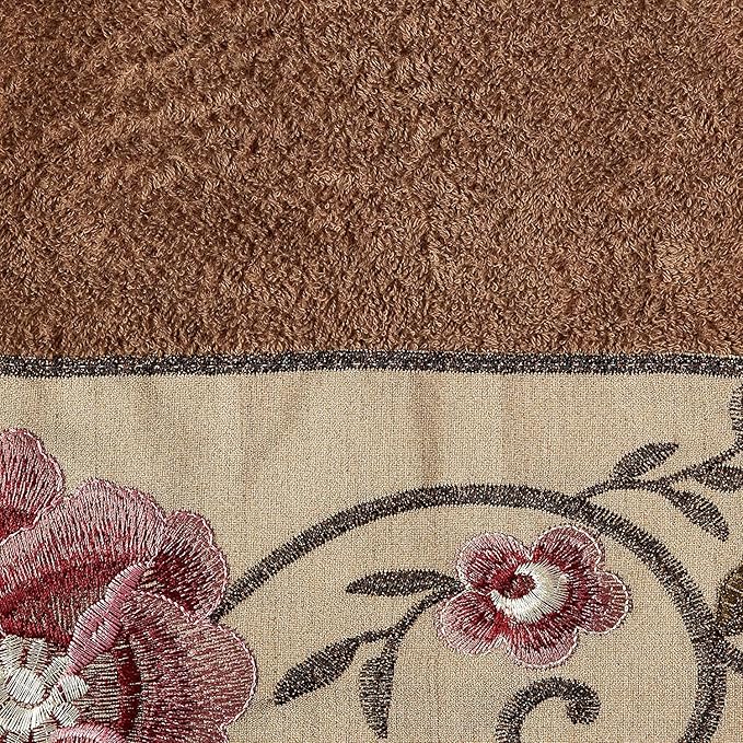 Zahari Home Larrisa Floral Bathroom Towel Set - 3 Piece Bath, Hand, and Wash Towels - Modern Classic Contemporary Decor With Beautiful Unique Design - Stylish Flower Set