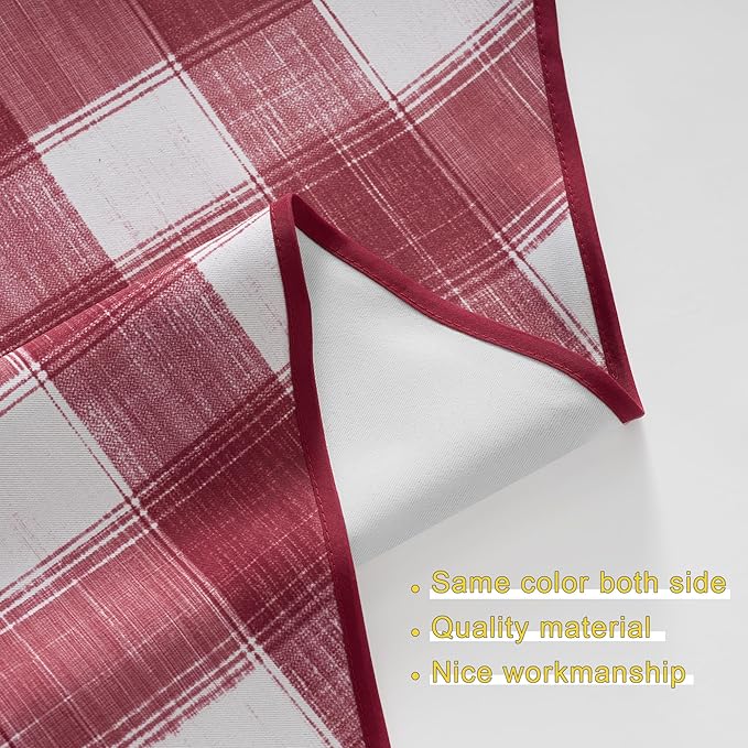 NICETOWN Swag Kitchen Curtains for Christmas Decor,Rod Pocket Short Window Curtains for Living Room, Room Darkening Small Shade for Bedroom (Red & White, 1 Pair, 36" x 36")