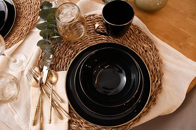 KOKEN Porcelain Dinnerware Set - 16 Pc Round Dinner Set with Mugs, Microwave Safe