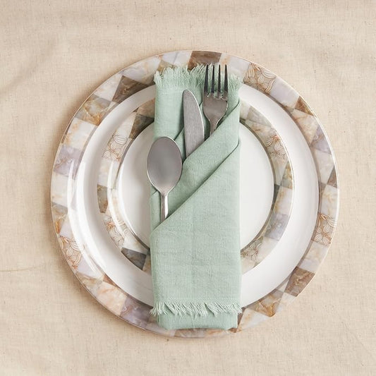 ACCENTHOME Teal Cotton Linen Napkin Set of 6 18x18 inch Dinner Napkins - Washable Soft Premium Hotel Quality Reusable Napkins Perfect Table Napkins for Family Dinners, Weddings & Everyday Use