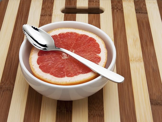 Fortessa Grand City 18/10 Stainless Steel Flatware Grapefruit Spoons, Set of 12,Silver