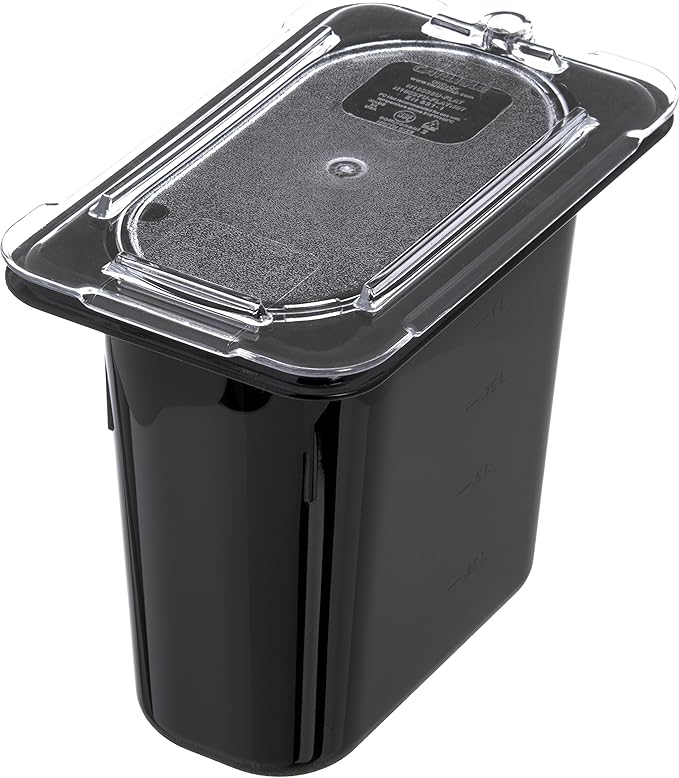 Carlisle FoodService Products Storplus Food Storage Container Food Pan, Chafing Pan for Catering, Buffets, Restaurants, Polycarbonate (Pc), 1/9 Size 6 Inches Deep, Black, (Pack of 6)