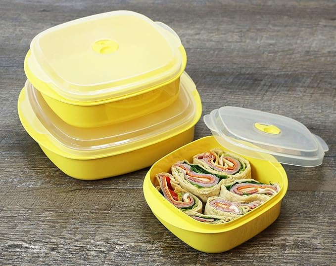 Reston Lloyd Calypso Basics Microwave Cookware, Steamer and Storage Set, Lemon, Multiple Sizes, 6-Piece
