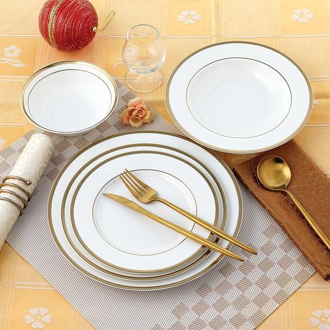 Joseph Sedgh Collection “Gail White” 20-Piece Bone China Dinnerware Set, Service for 4, White