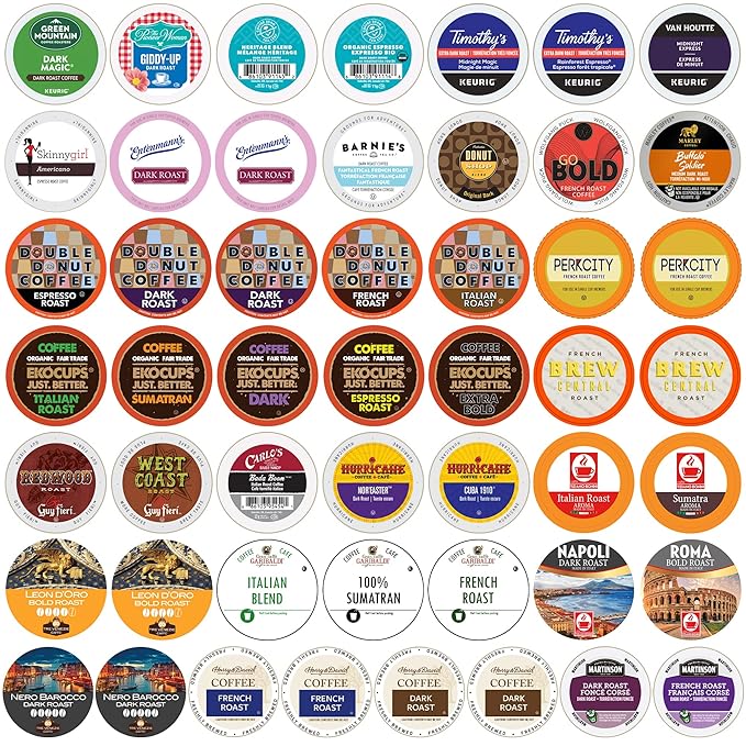 Crazy Cups Premium Bold Dark Roast -Coffee Bulk Variety Pack, 50 Count(Pack of 1)