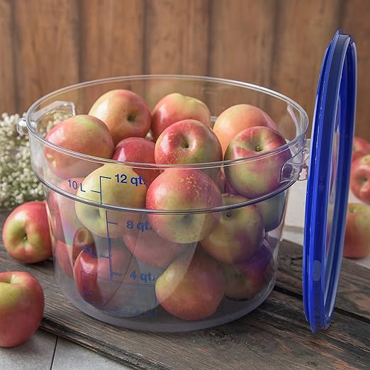 Carlisle FoodService Products Storplus Round Food Storage Container with Stackable Design for Catering, Buffets, Restaurants, Polycarbonate (Pc), 12 Quart, Clear