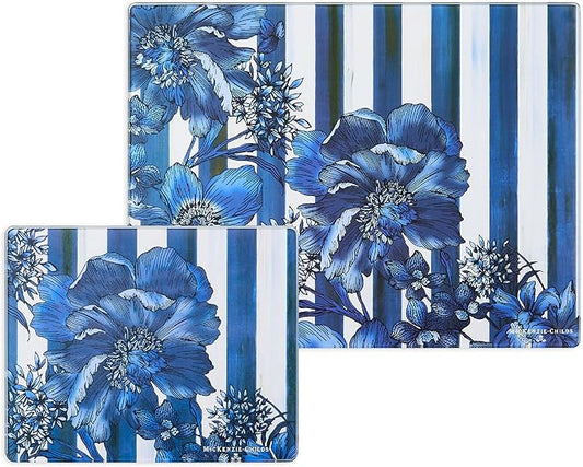 MACKENZIE-CHILDS Set of 2 Tempered Glass Cutting Boards, Countertop Cutting Boards, Royal English Garden