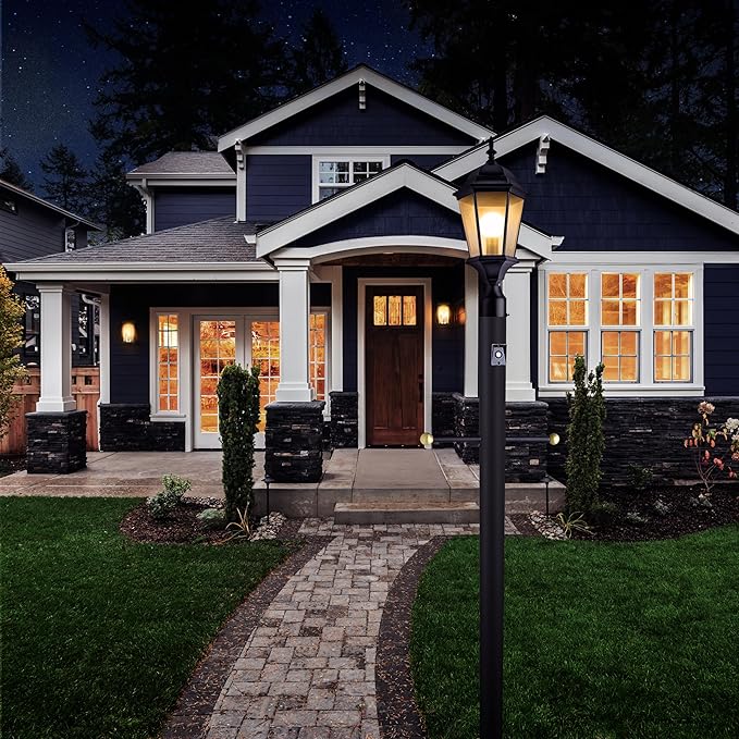 Design House 589192-TBK Traditional Oak Creek Outdoor Post Top Light with Clear Glass for Driveways and Porches, Textured Black