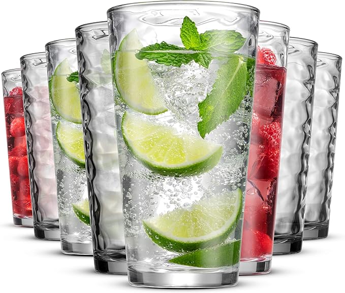 Biscayne Glassware Set, 24-Piece, Mixed Sizes with Cooler, DOF, Juice and Shot Glasses