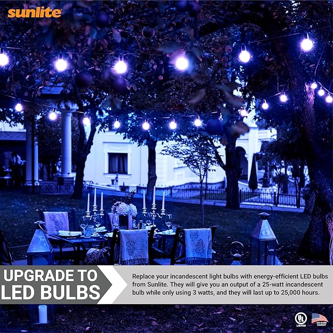 Sunlite 80145 A19 Colored Light Bulb 3 Watts (25w Equivalent), E26 Medium Base, Non-Dimmable, UL Listed, Party Decoration, Holiday Lighting, 1 Count, Blue
