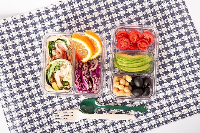 Airtight Food Storage Containers Set, 2 Lunch Boxs (With 5 Removable Boxes) - Tritan 100% | BPA-Free Vegetable Organizer Boxes | Microwave & Freezer Safe | Leak-Proof Lids