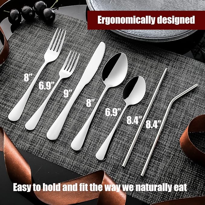 84 Pieces Silverware Service for 12 Flatware Set Stainless Steel Utensils Cutlery Set Dishwasher Safe
