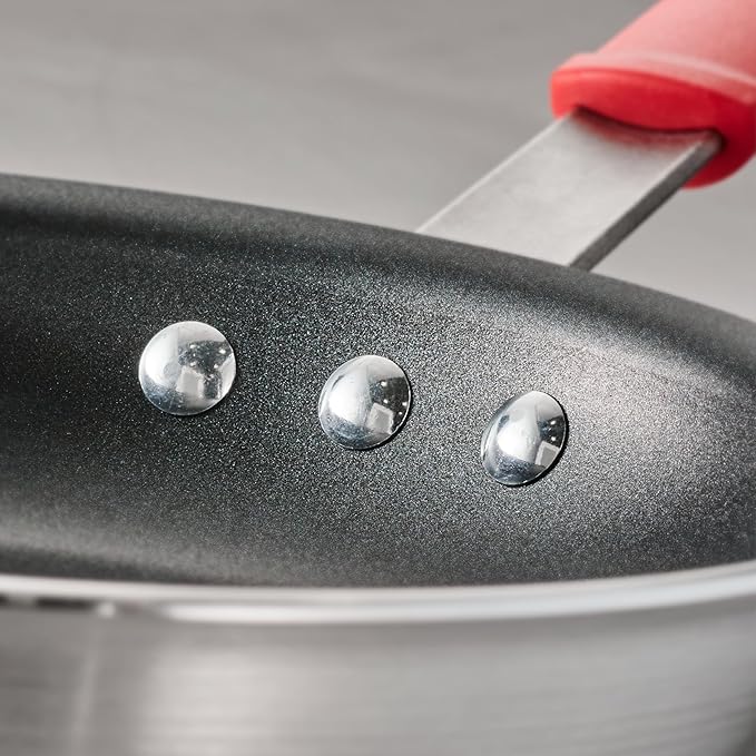 Tramontina Professional 10-Inch Non Stick Frying Pan, Heavy-Gauge Aluminum Skillet with Reinforced Nonstick Coating, Red Handle, Dishwasher and Oven Safe