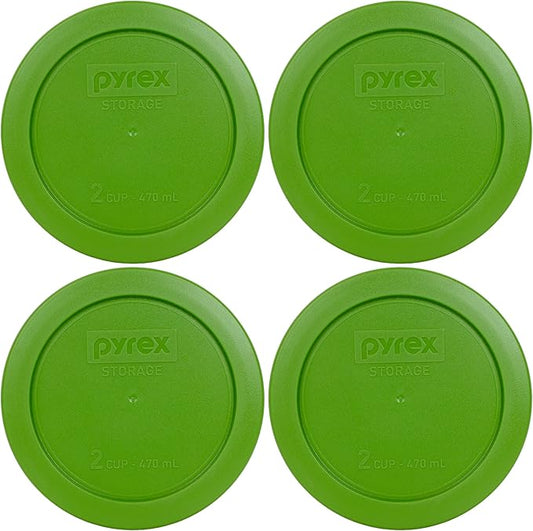 Pyrex Bundle - 4 Items: 7200-PC 2-Cup Green Plastic Food Storage Lids