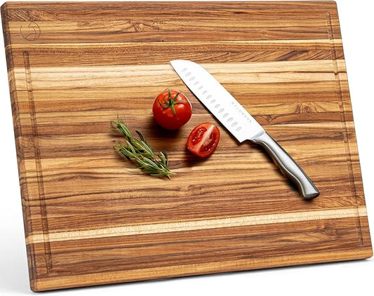 WALDWERK Large Teak Wood Cutting Board (24 x 18 x 1.2") - Solid Wood Cutting Board - Extra Large Teak Wood Chopping Board - Wooden Butcher Block for Kitchen