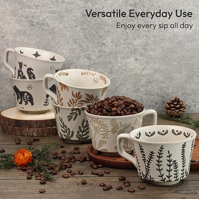 Ceramic Coffee Mug, 12 oz Novelty Unique Teacup with Handle, Stoneware Cup for Tea Mocha Latte Cappuccino Espresso (Fox)