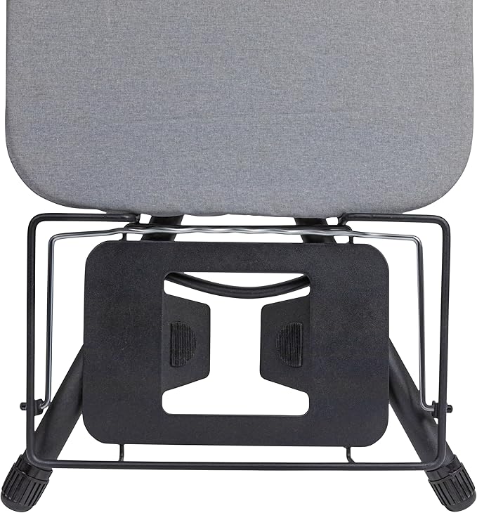 Household Essentials Wide Mega Ironing Board 4-Leg, Steel Top Pressing Station, Matte Black Frame, Grey Cover