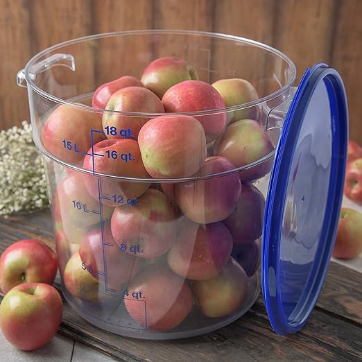 Carlisle FoodService Products Storplus Round Food Storage Container with Stackable Design for Catering, Buffets, Restaurants, Polycarbonate (Pc), 18 Quart, Clear, (Pack of 6)