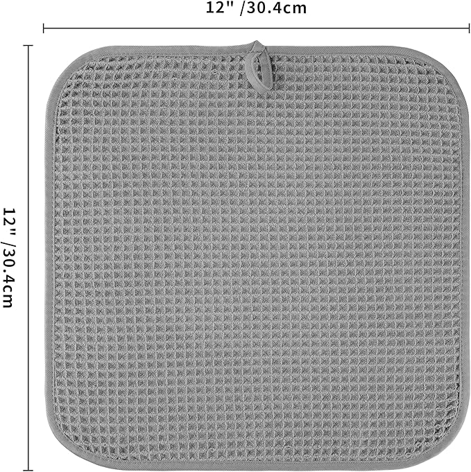 Microfiber Waffle Face Towels, 4 Pieces, Soft, Absorbent, Fast Drying, Lint Free (Gray)
