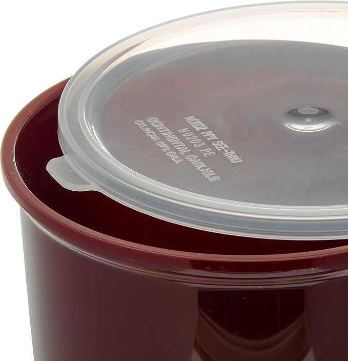 Carlisle FoodService Products Classic Round Storage Container Crock with Lid for Kitchen, Restaurants, Home, Plastic, 2.7 Quarts, Brown, (Pack of 6)